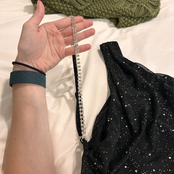 Black Sparkly Tight Mini Dress - Picture 5 of 6